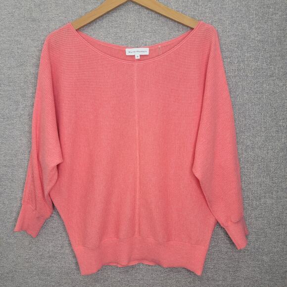 WHITE + WARREN CORAL COTTLN BLEND SWEATER, SIZE M - Picture 1 of 8